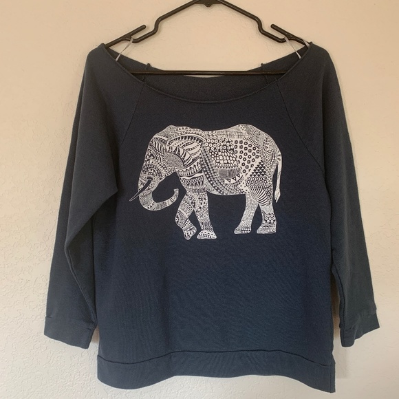 Next Level Off the Shoulders Elephant Sweatshirt - Picture 1 of 5
